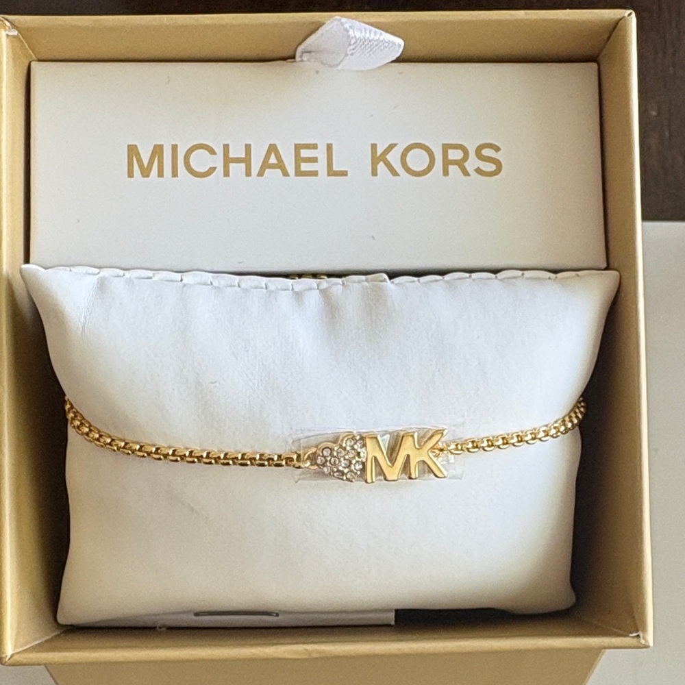 Michael Kors Goldtone Chain Bracelet with Crystal Detail
